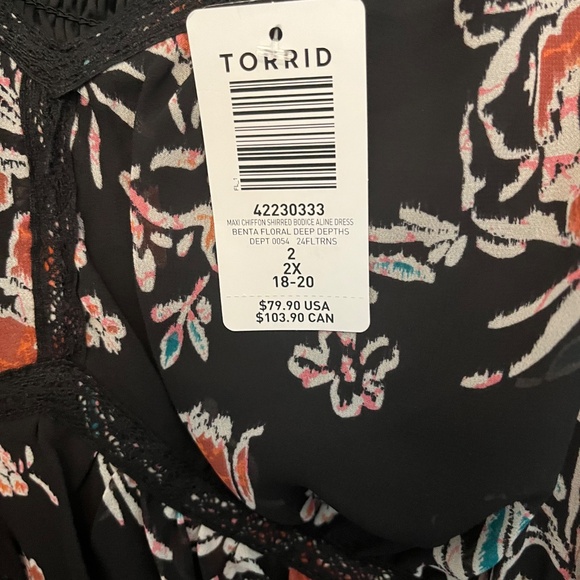 Beautiful floral torrid black dress - Picture 3 of 3